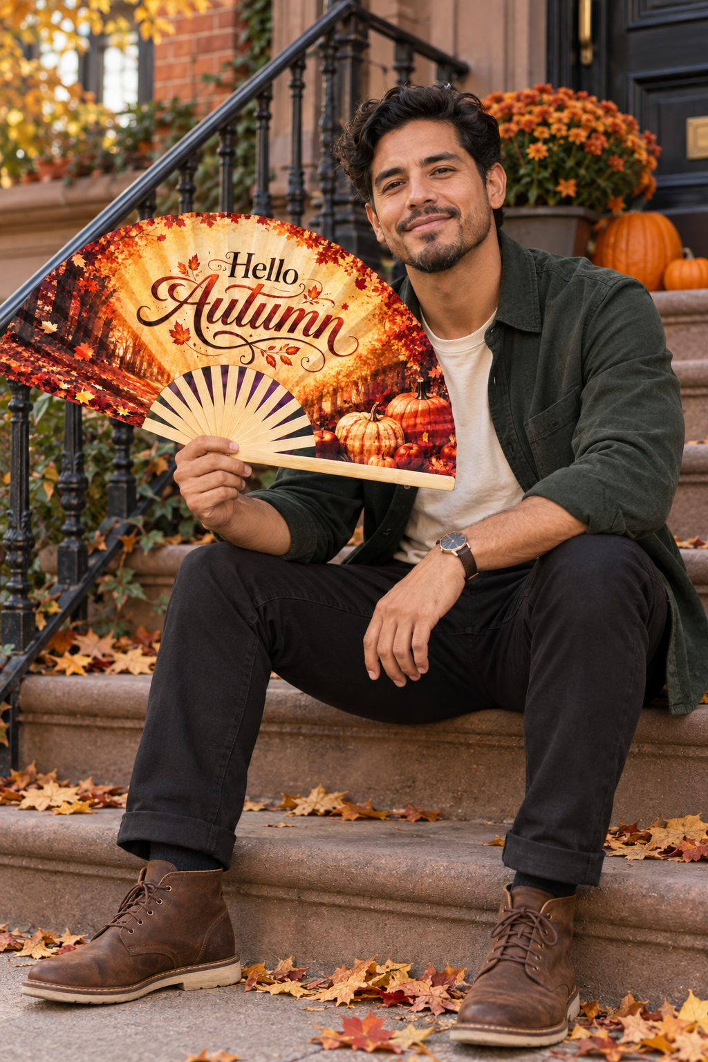 Hello Autumn Large Hand Fan
