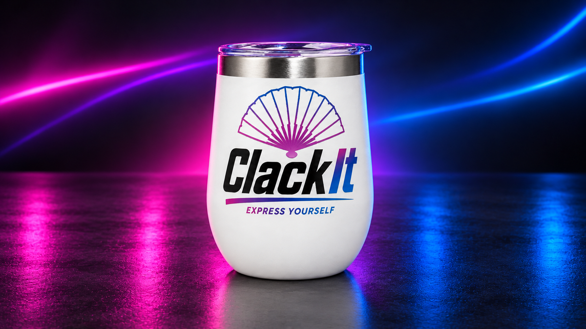 ClackIt 12 oz Wine Tumbler - White